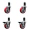 Service Caster 4'' Red Poly Wheel Swivel 1-5/8'' Expanding Stem Caster Set 2 Brakes, 4PK SCC-EX20S414-PPUB-RED-2-PLB-2-158 - alternate 1